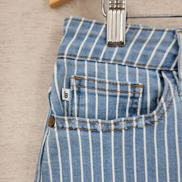 Judy Blue Striped Blue Denim Women Shorts Stretchy Raw Hem - Picture 2 of 10